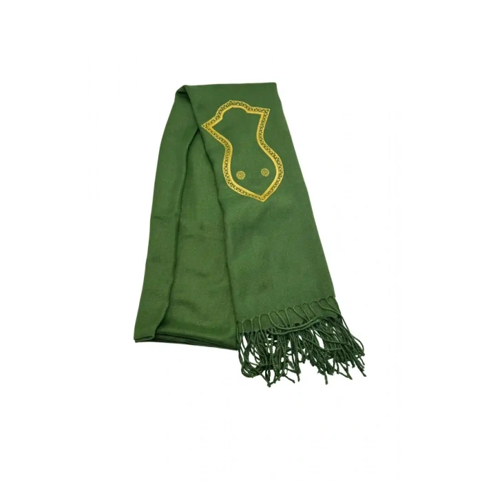 Nali Şerif İşlemeli Şal Yeşil