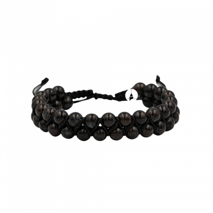 Nuummite 6mm Çift Sıra Makrome Doğal Taş Bileklik