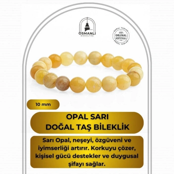 Opal Sarı 10mm Doğal Taş Bileklik