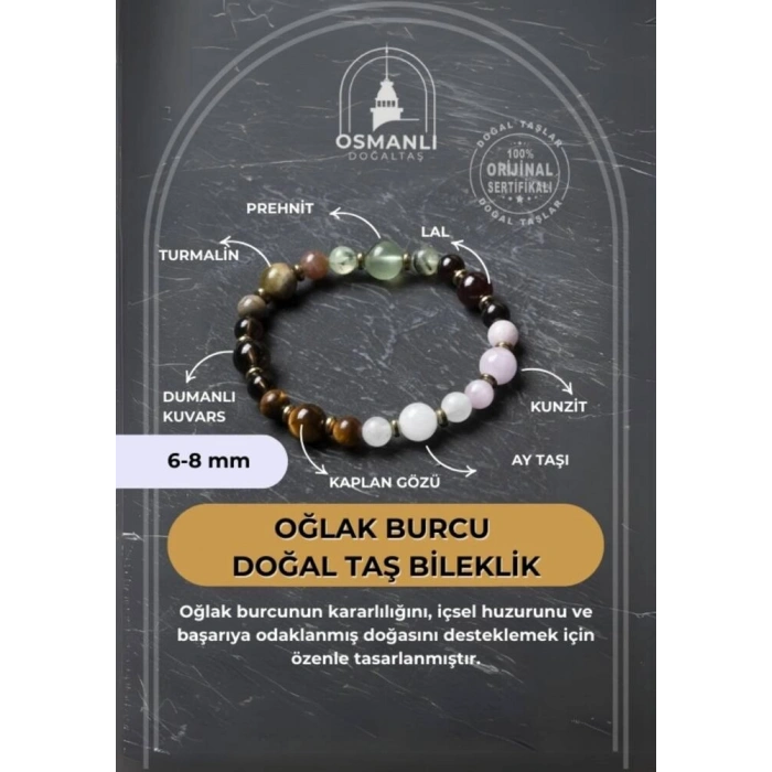 Osmanlı Doğal Taş Sertifikalı Oğlak Burcu Doğal Taş Bileklik