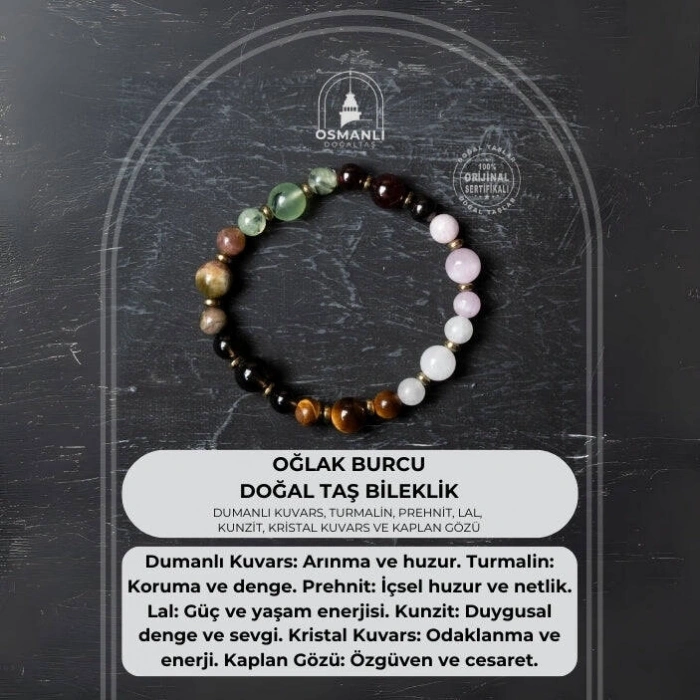 Osmanlı Doğal Taş Sertifikalı Oğlak Burcu Doğal Taş Bileklik