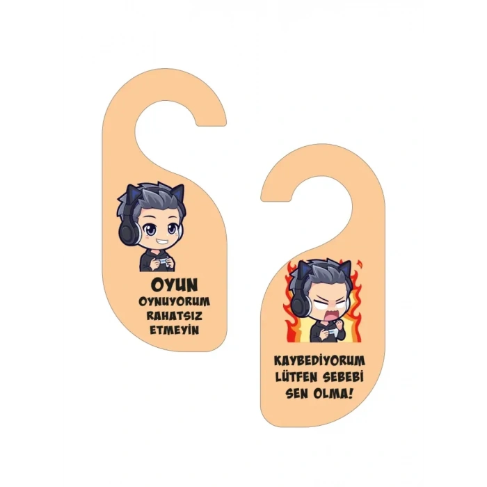 Oyun Oynuyorum Erkek Kapı Askısı Kapı Uyarı Levhası