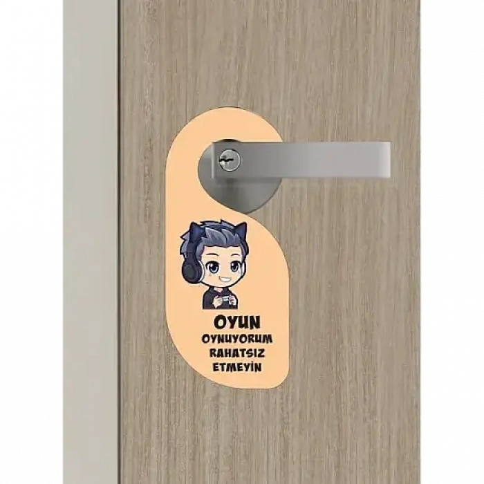 Oyun Oynuyorum Erkek Kapı Askısı Kapı Uyarı Levhası