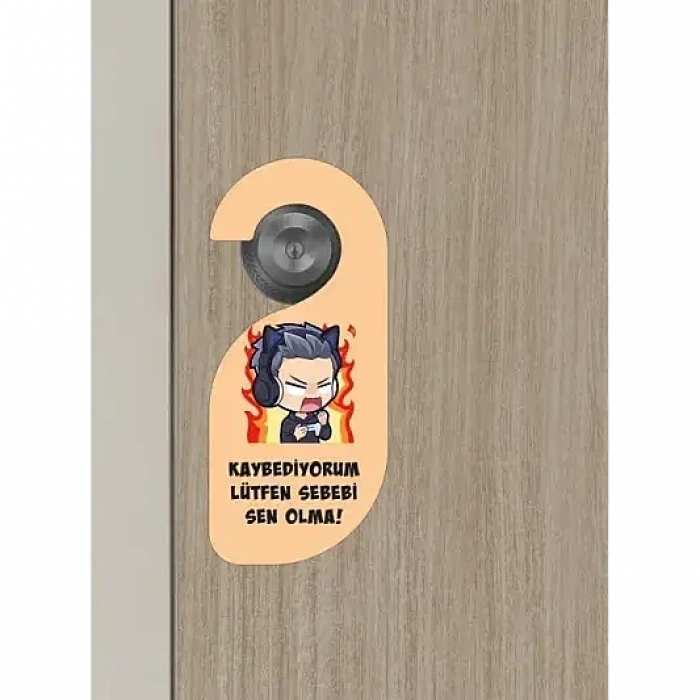 Oyun Oynuyorum Erkek Kapı Askısı Kapı Uyarı Levhası