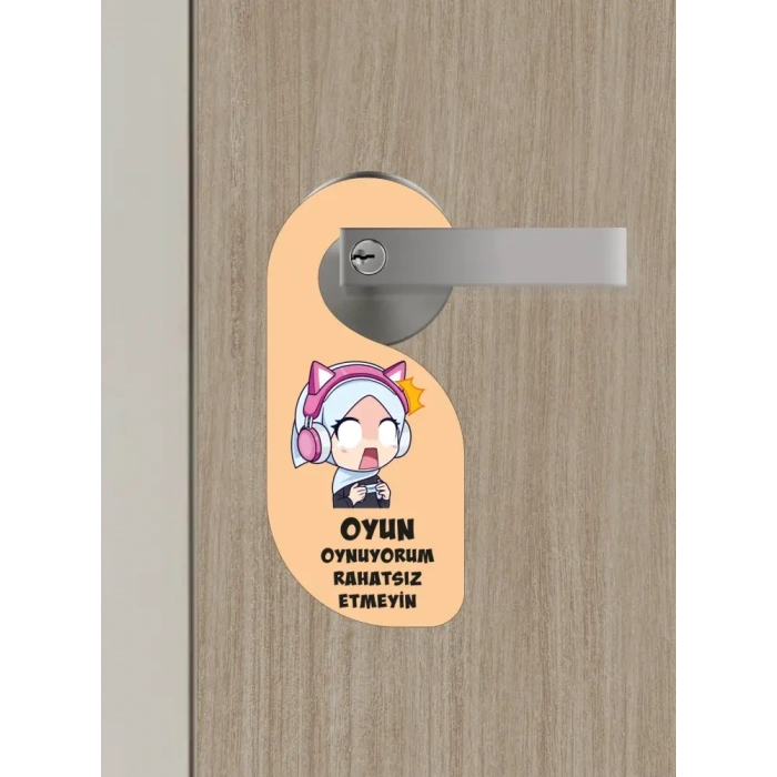 Oyun Oynuyorum Kız Kapı Askısı Kapı Uyarı Levhası