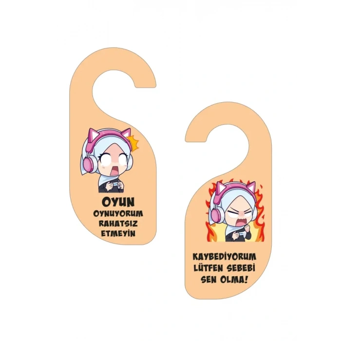 Oyun Oynuyorum Kız Kapı Askısı Kapı Uyarı Levhası