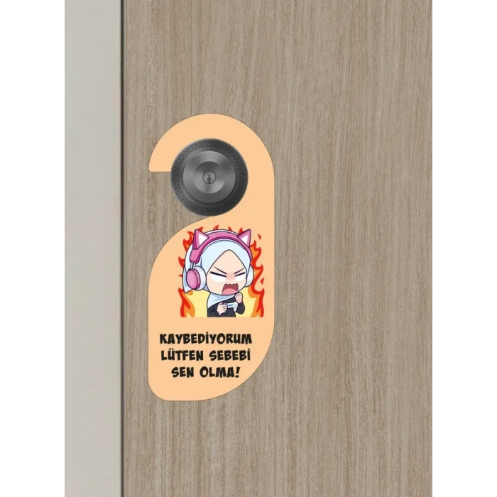 Oyun Oynuyorum Kız Kapı Askısı Kapı Uyarı Levhası