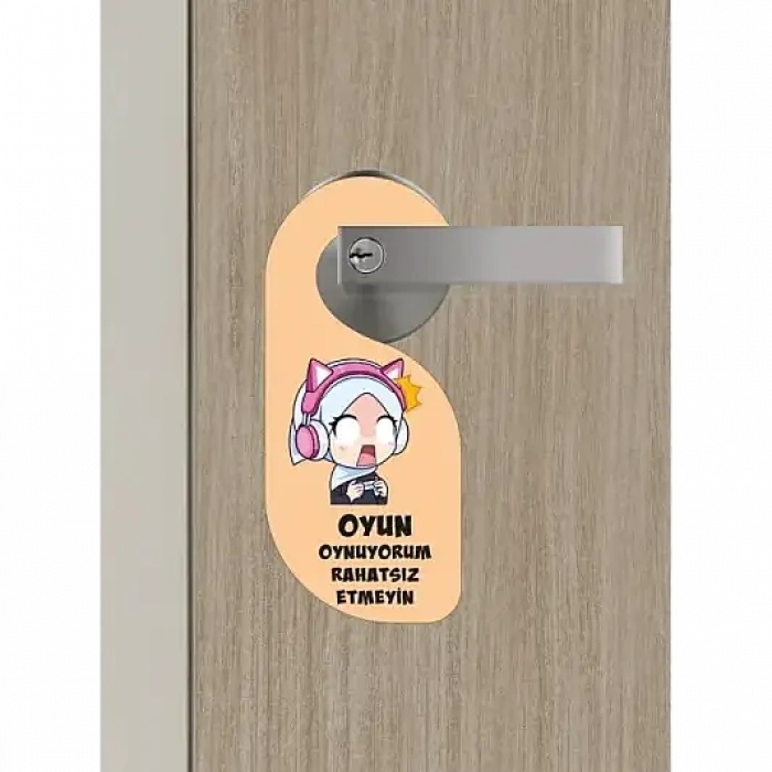 Oyun Oynuyorum Kız Kapı Askısı Kapı Uyarı Levhası