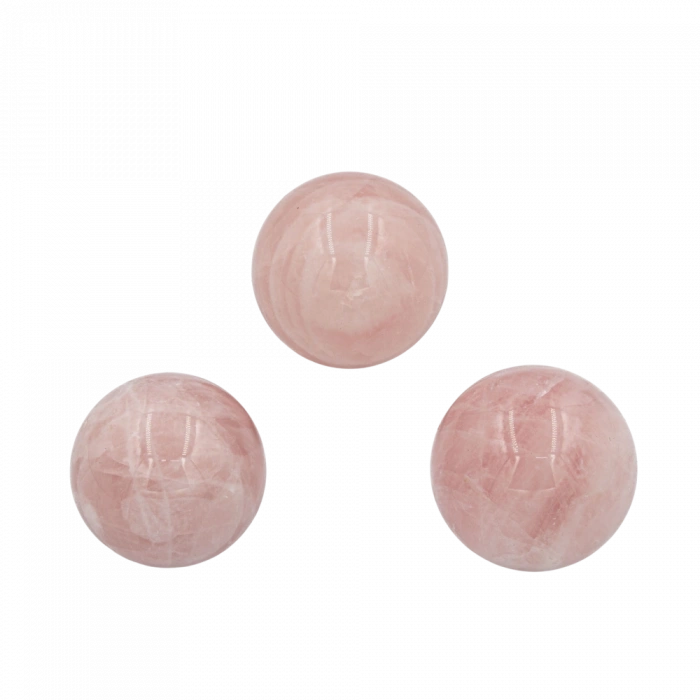 Pembe Kuvars Doğal Taş Küre Tımbıl El Taşı
