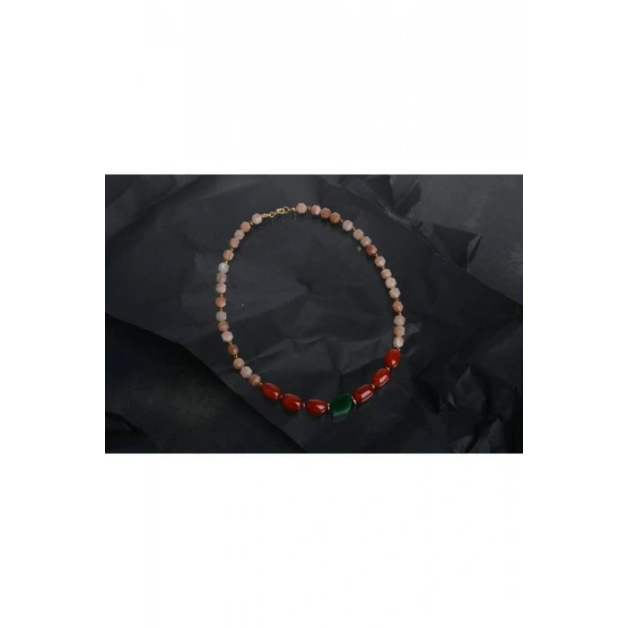 Peru, Akik Güneş Taşı Doğal Taş Kolye