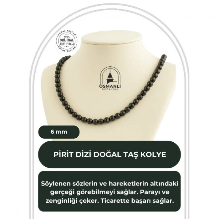 Pirit 6 mm Dizi Doğal Taş Kolye
