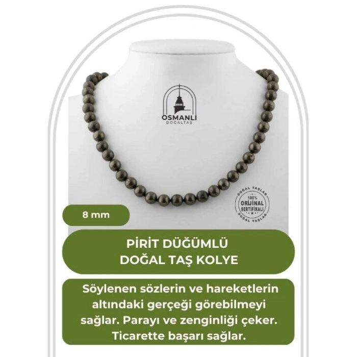 Pirit 8 mm Düğümlü Doğal Taş Kolye