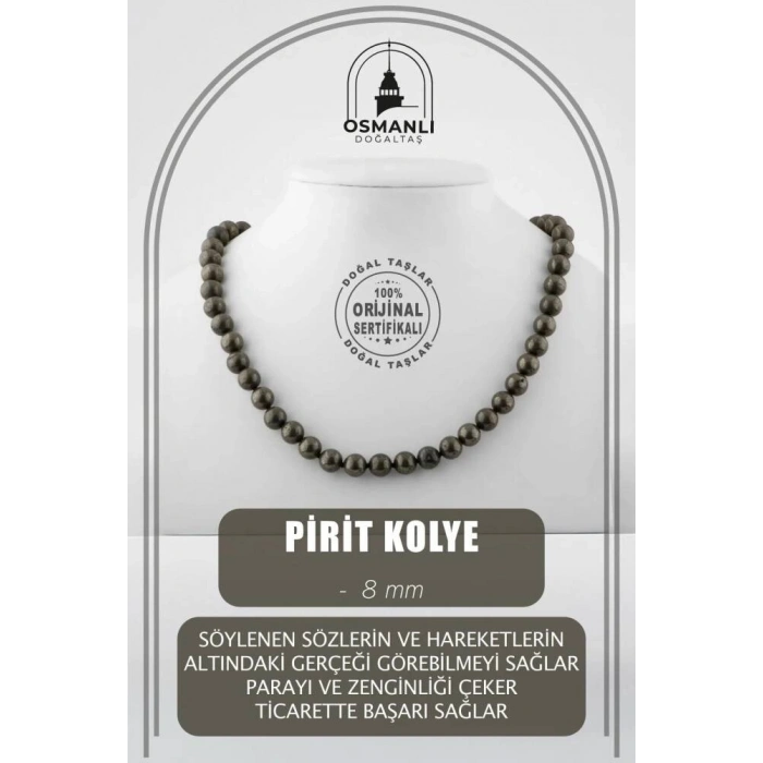 Pirit 8 mm Düğümlü Doğal Taş Kolye