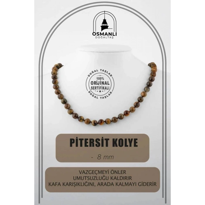 Pitersit 8 mm Düğümlü Doğal Taş Kolye