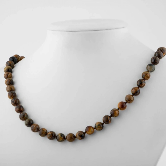 Pitersit 8 mm Düğümlü Doğal Taş Kolye