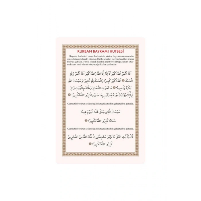 Pvc Kurban Bayramı Hutbesi 10.5x14.8