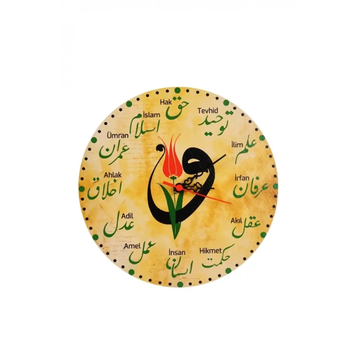 Osmanlıca İrfan Saati 30x30 Cm