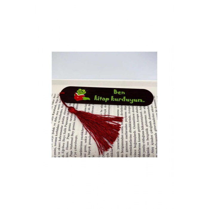 Resimli Püsküllü Kitap Ayraç - Ben Kitap Kurduyum