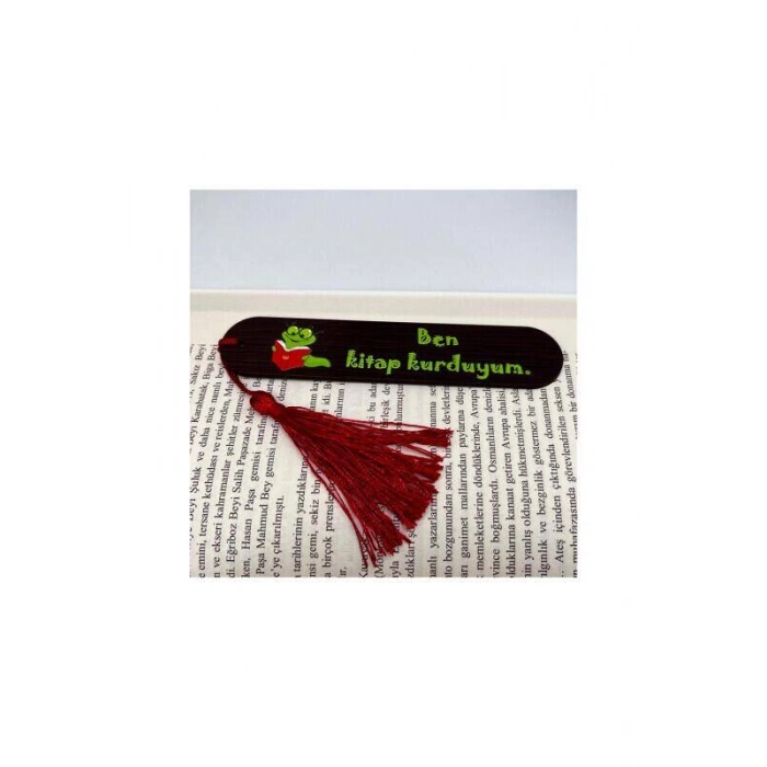Resimli Püsküllü Kitap Ayraç - Ben Kitap Kurduyum