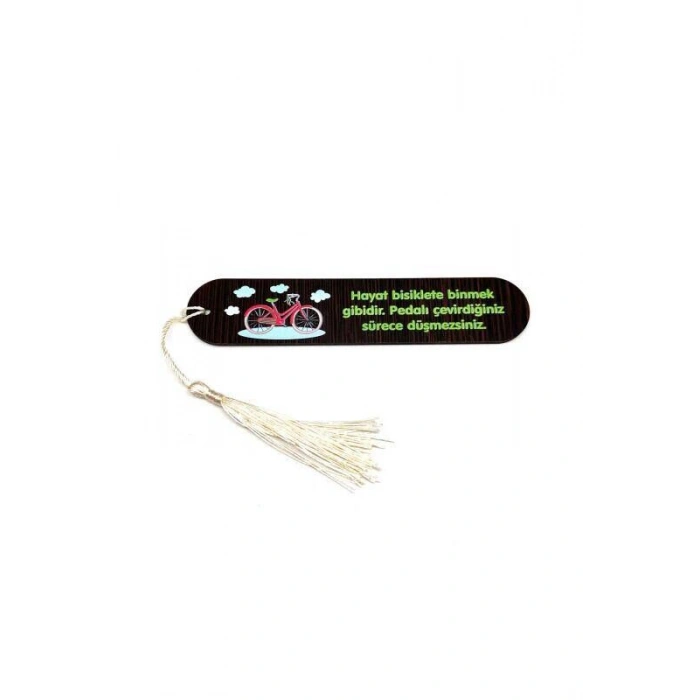 Resimli Püsküllü Kitap Ayraç - Bisiklet