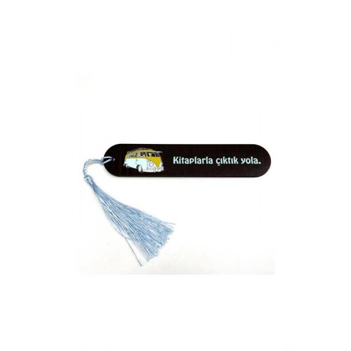 Resimli Püsküllü Kitap Ayraç - Kitaplarla Çıktık Yola
