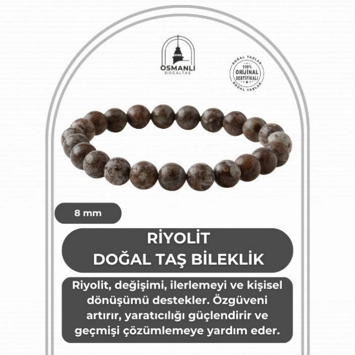 Riyolit 8mm Doğal Taş Bileklik