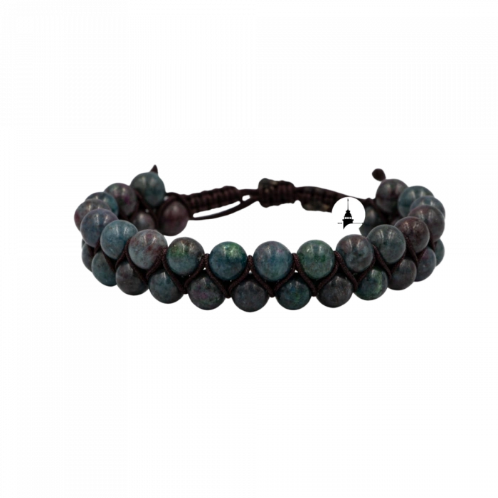 Ruby Kiyanit 6mm Çift Sıra Makrome Doğal Taş Bileklik