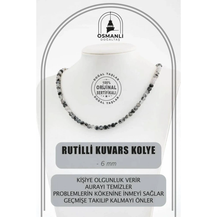 Rutilli Kuvars 6 mm Dizi Doğal Taş Kolye