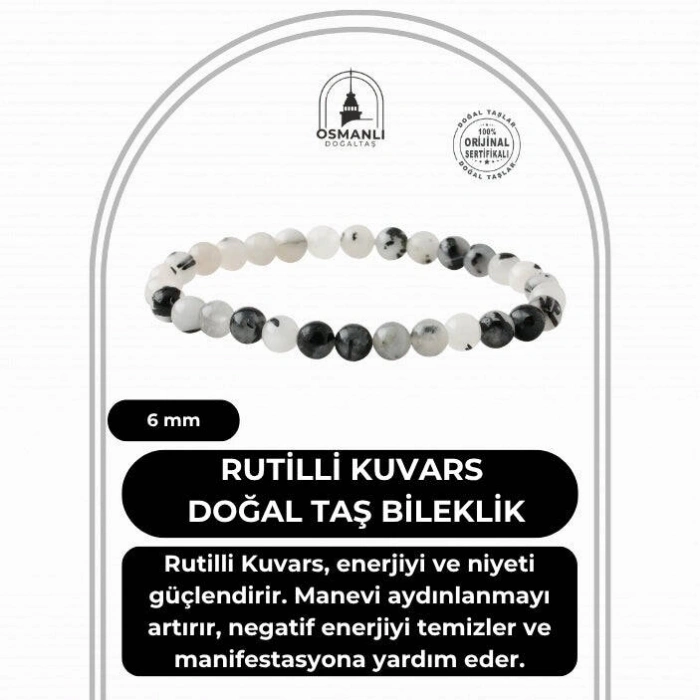 Rutilli Kuvars 6mm Doğal Taş Bileklik