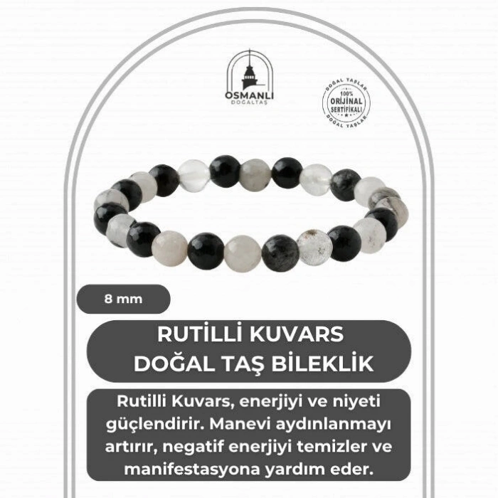 Rutilli Kuvars 8mm Doğal Taş Bileklik