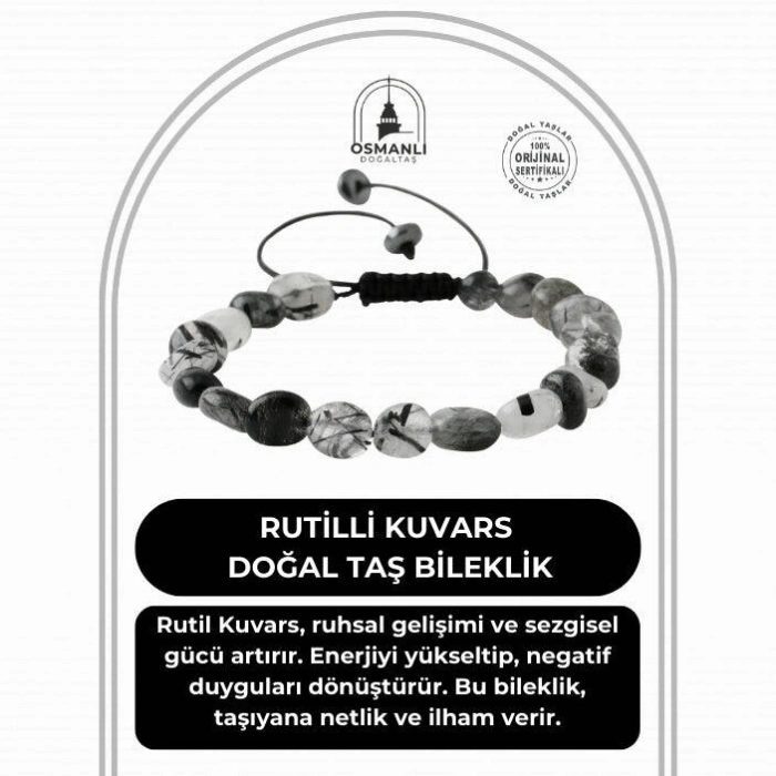 Rutilli Kuvars Natürel Kesim Doğal Taş Bileklik