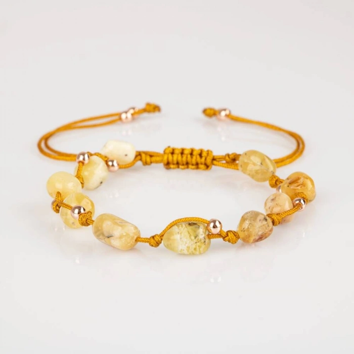 Sarı Kaplan Gözü Natürel Kesim Doğal Taş Makrome Bileklik