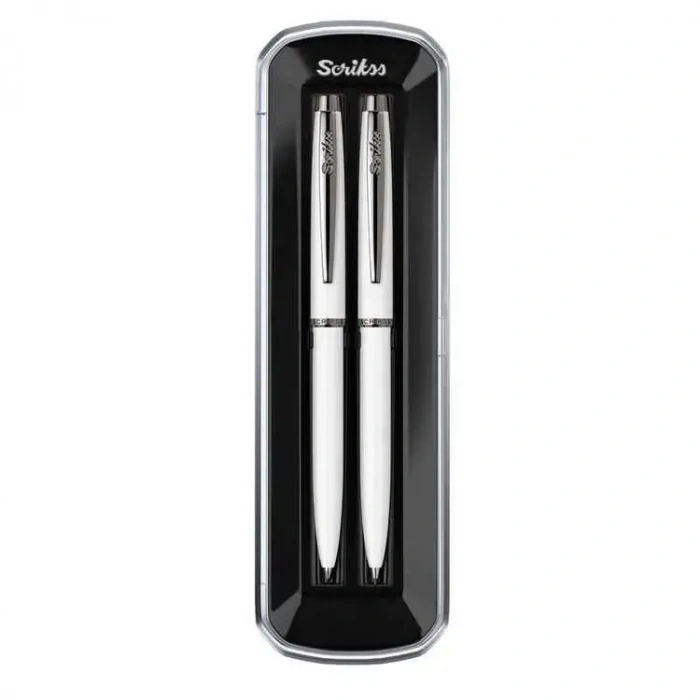 Scrikss 108M Prestige Tükenmez - Mekanik Kurşun Kalem Takım Beyaz