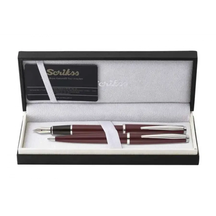 Scrikss Vintage 33 Dolma Kalem - Tükenmez Kalem Takım Bordo M Uç