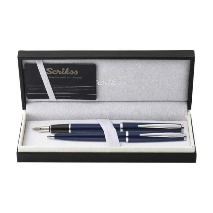 Scrikss Vintage 33 Dolma Kalem - Tükenmez Kalem Takım Lacivert M Uç