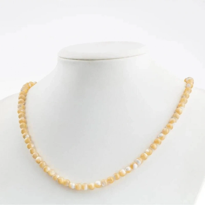 Sedef 6 mm Dizi Doğal Taş Kolye