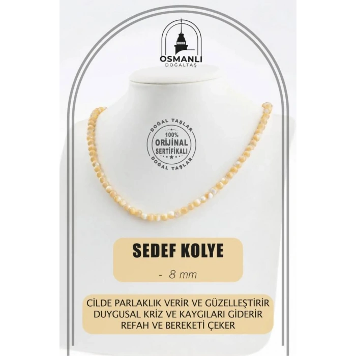 Sedef 6 mm Dizi Doğal Taş Kolye