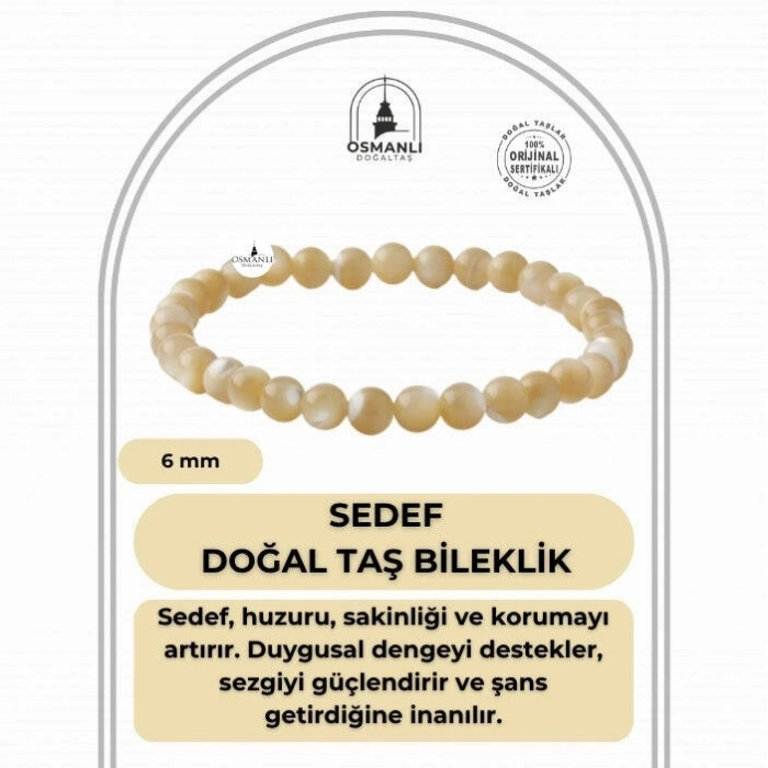 Sedef 6mm Doğal Taş Bileklik