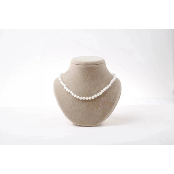 Selenit 6 mm Dizi Doğal Taş Kolye