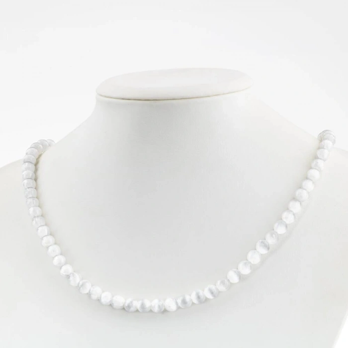 Selenit 6 mm Dizi Doğal Taş Kolye