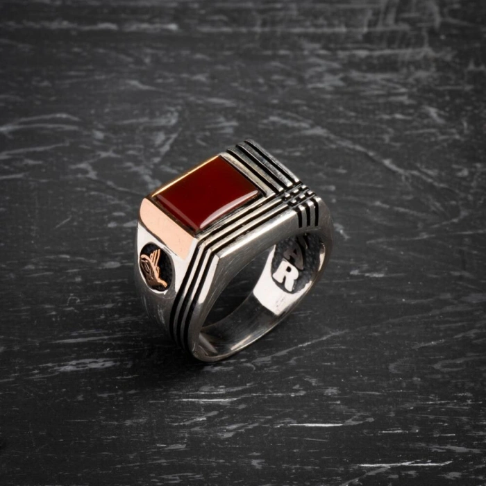 Sertifikalı 925 Ayar Gümüş Akik Yüzük (Erkek)