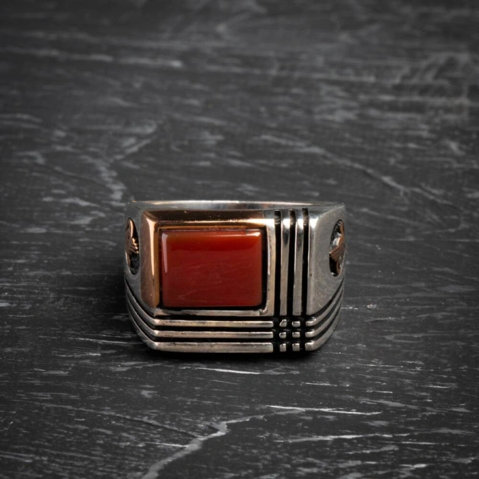 Sertifikalı 925 Ayar Gümüş Akik Yüzük (Erkek)