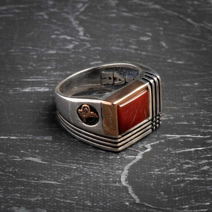 Sertifikalı 925 Ayar Gümüş Akik Yüzük (Erkek)