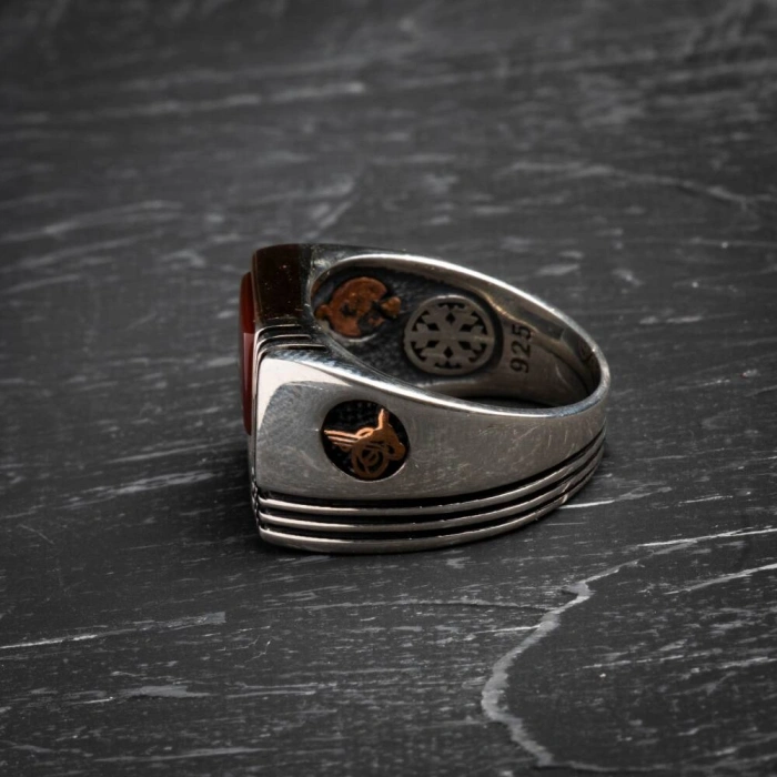 Sertifikalı 925 Ayar Gümüş Akik Yüzük (Erkek)