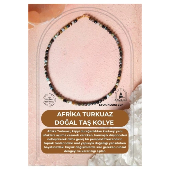 Sertifikalı Afrika Turkuaz Doğal Taş Kolye (SK:247)