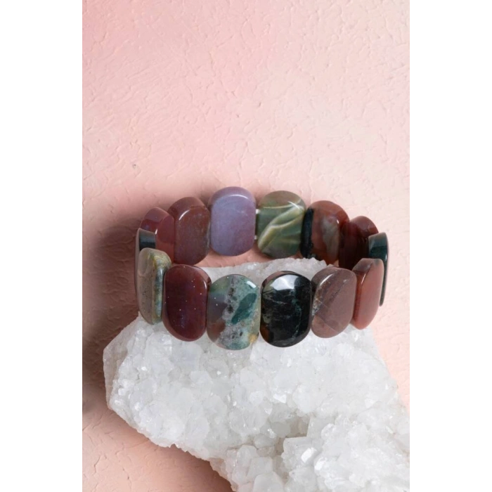 Sertifikalı Akik Geniş Kesim Doğal Taş Bileklik