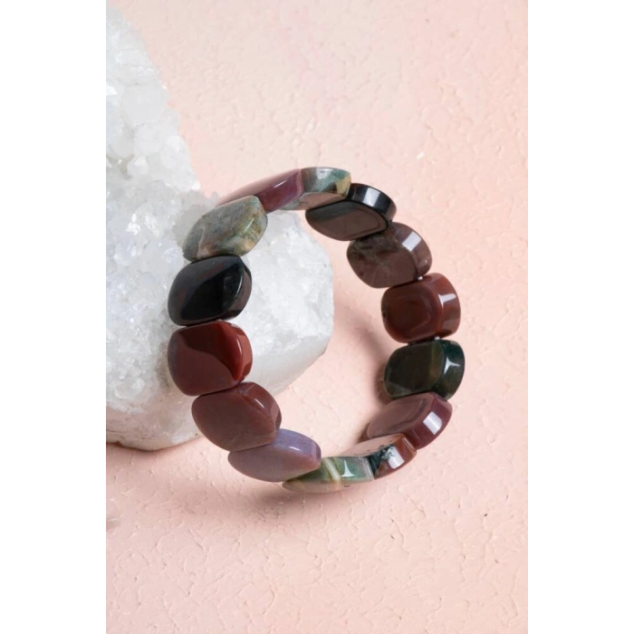 Sertifikalı Akik Geniş Kesim Doğal Taş Bileklik