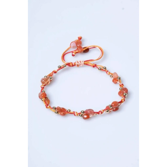 Sertifikalı Akik, Hematit Doğal Taş Makrome Bileklik (SK:236)