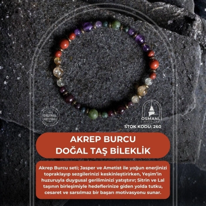 Sertifikalı Akrep Burcu Doğal Taş Bileklik (SK:260)