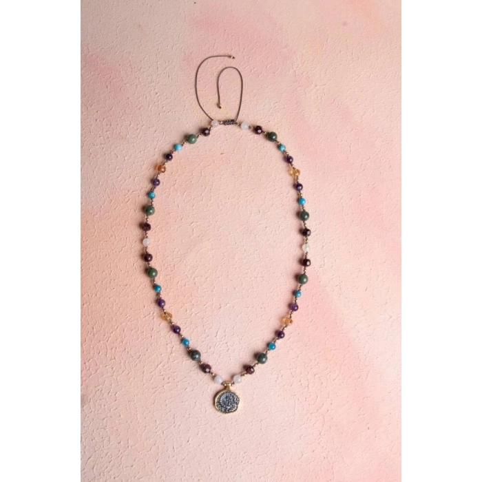 Sertifikalı Akrep Burcu Doğal Taş Makrome Kolye